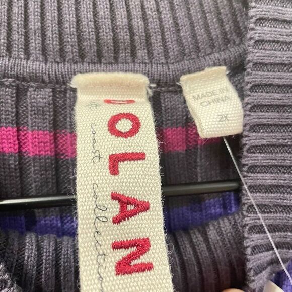 NWT Anthropologie Dolan Anne Ribbed Purple Striped Mock Neck Midi Dress 2X Work - Picture 8 of 10